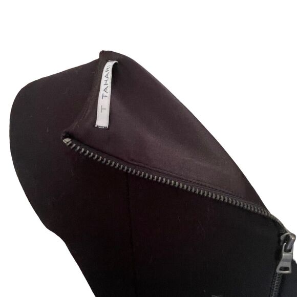 Womens T Tahari Black Sz S Knee Length Sheath Dress Teal Graphic Insert Back Zip - Picture 6 of 10